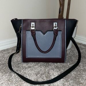 Danielle Nicole Purse / Work Bag / Laptop Bag in maroon, black and gray